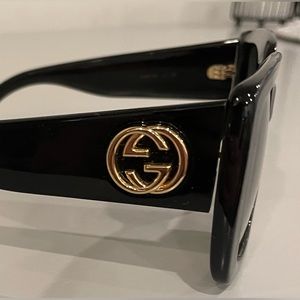 Gucci Square Sunglasses GG0141SN 001 Black/Gold 53mm 0141 - Gorgeous!!